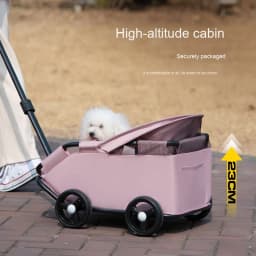 carrinho pet Luxury 4-Wheel Foldable Dog Cat Travel Stroller Foldable Lightweight Cross-Border Made From Mesh for Camping