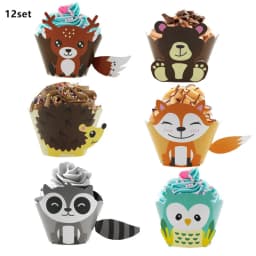 Woodland Animal Disposable Tableware Wild Forest Bear Fox Plate Cup Napkin Jungle Safari Happy Birthday Party Decor Kid Boy Girl