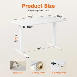 MCQ 48x24 Inch Ergonomic Height Adjustable Electric Standing Desk Sit Stand Computer Workstation Standing Table for Home Office