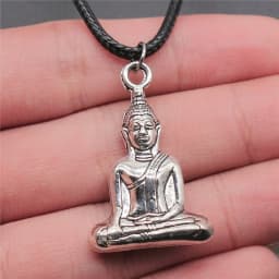 17 Styles Buddha Statue Pendant Necklace Black Leather Cord Chain Necklace Factory Price Handmade Jewelry
