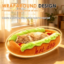Hot Dog Design Pet Bed Soft Plush Dog Cat Sleeping Mat Removable Washable Pet Bun Sofa Bed
