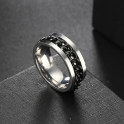 Anxiety Fidget Rings For Men Spining Titanium Stainless Steel Colorfully Spinner Rotatable Chain Jewelry Rotating Rings Men Gift