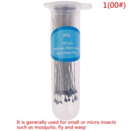 100 Pcs Insect Pins Specimen Needle Stainless Steel with Plastic Box for School Lab Entomology Body Dissection Insect Needle