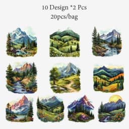 4Style 20Pcs/bag Paper and Ink Mountain Stream Series Sticker Pack for DIY Handbook Notebook Photo Frame Scrapbooking Decoration