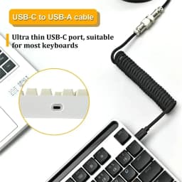 Mechanical Keyboard Coiled Cable Type-C USB Port Aviator Coiling Cable for Gaming and Desktop Computers Aviation Connector Cord