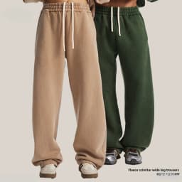 Custom LOGO men's new short BOXY version 370G heavy fleece worn old hooded sweater scimitar wide leg trousers couple suit