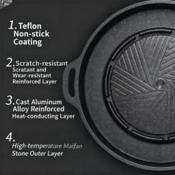 KOSUN Korean BBQ Grill Pan 2 in 1 Round Barbecue Sharing Plate for Indoor Outdoor Portable Camping Equipment Restaurant,13-inch
