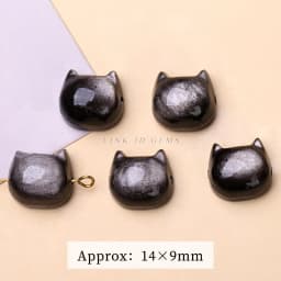 1 Pc Natural Stone Gold Silver Obsidian Carved Bead Cat Paw Pixiu Animals Cute Bead With Hole For Jewelry Making Diy Necklace