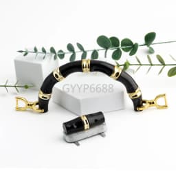 2/6/14PCS Black,light gold Acrylic Bamboo Handles With Lock U Shape Bag Strap For Replacement Handbag Shoulder Gift Accessories