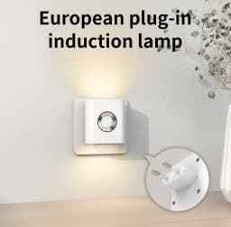220V Motion Sensor LED Night Light With EU Socket Plug-in Wall Lamp Warm White Ambient Light For Toilet Stairs Bedroom Corridor