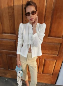 2026 New Chinese Frog Button Stand Collar Slim Blouse Puff Sleeve Linen Shirt Elegant Commute Y2K White Women Daily Fit Top