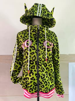 Yellow Leopard Print Devil Horn Hoodie Zipper Jacket Men Women Casual Comfortable Long Sleeve Sweatshirt European Style