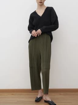 Miyake Pleated Cargo Pants New Women's Pocket Style Pleated Casual Pants Wide Leg Ankle-Length Pants