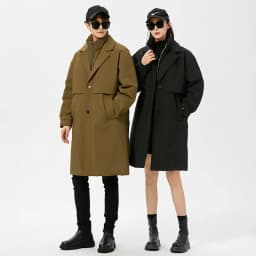 Winter Down Jacket Women Windbreaker Jacket Unisex Down Coat Warm Fake Two-Piece Two-Way Zipper Casual Loose Fit Men Winter Coat