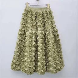 DEAT 2024 Autumn New Versatile Three Dimensional Flower Mid-calf Skirt High Waist Big Swing Fashion A-line Skirts Female 33A2033