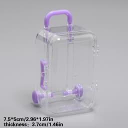 7x5cm Transparent Mini Suitcase Trolley Luggage Candy Packaging Box Handbag Model Earrings Necklace Ring Gift Display Box 1Pcs
