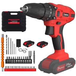 Feytory Cordless Drill Driver 21V Battery Drill Set 25+1 Torque Electric Screwdriver, 2 Speeds with LED Light, Home Power Tool