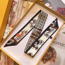 5 * 90Cm Nordic Classic Pumpkin Carriage Twill Silk Women's Decorative Wrapping Bag Ribbon Silk Scarf Small Scarf Wholesale