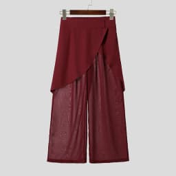 INCERUN Men Pants Mesh Patchwork Wide Leg Trousers For Man Streetwear Loose See Through 2026 Fashion Irregular Pants Pantalones