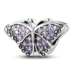 Silver Plated Purple Charms Flower Butterfly Dangle Charm Beads Fit Original Bracelet Diy Pendants
