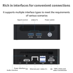 Genmachine Mini PC Computer Gaming AMD Ryzen7 5700U 4800H 5800H 4500U Pocket Dual HDMI LAN WIFI6 BT5.2 Windows 11 Ryzen Computer