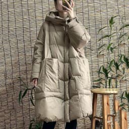 Schinteon Women White Duck Down Long Jacket with Hood Loose Over Size Coat Autumn Winter Warm Outwear Korean Style Big Pockets