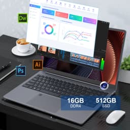 Ninkear A15 15.6 Inch FHD IPS Notebook 16GB DDR4 512GB SSD AMD Ryzen 5 5500U Laptop for Office Study WiFi 6 Backlit Keyboard Fingerprint Reader 55.4Wh Battery 65W USB-C PD Charging HDMI Portable Computer for Home and Travel