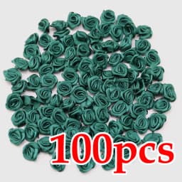 (100 Pcs/pack) 10*10mm Mini Fresh Pink Ribbon Flowers Small Size Satin Ribbon Artificial Flower Craft Festive Party Decoration