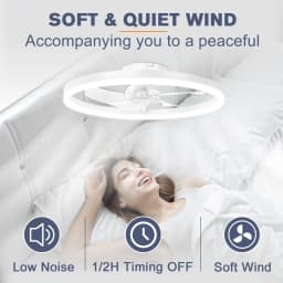 Smart Ceiling Fan with Lights and Remote 6 Speeds Dimmable LED Fan Lamp Flush Mount Ceiling Fan for Bedroom Living Room Kitchen
