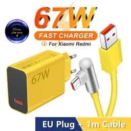 6A 67W Turbo Fast Charger For Xiaomi 11 12 13 14 15 Ultra Redmi Note 11T 12 13 POCO X4 X5 X6 Pro Type C USB Charging Elbow Cable