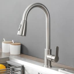 Kitchen Faucets Brushed Nickel Pull Out Kitchen Sink Water Tap Deck Mounted Mixer Stream Sprayer Head Hot Cold Taps Sliver