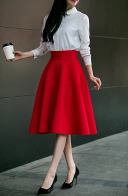 Spring New plus Size White Midi A-Line Skirt Pleated Retro Puffy Umbrella Half-length Slimming Skirt Women's Fashion