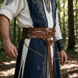 UYEE Retro Viking Style Belt Adjustable Medieval PU Leather Belt with Metal Chain Punk Steampunk Cosplay Accessories