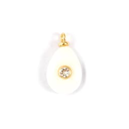 1 Piece Brass & Cubic Zirconia Natural Stone Geometric Charms 18K Gold Plated Olivary Round Pendant For DIY Necklace Making