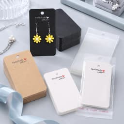 100pcs Earring Card Holder With Self-Sealing Bag Set Including 50 Cards and 50 Clear OPP Storage Bags For Jewelry Display