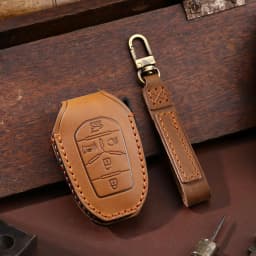 Luxury Leather Car Key Case Cover Fob Protector for Ssang Yong 2020 G4 Rexton Accessories Keychain Holder Remote Keyring Shell