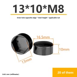 20Pcs Hexagonal Nut Flat Head Plastic Protective Cap External Hexagonal Screw Low Head Decorative Cap Dust-Proof Cover