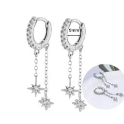 925 Sterling Silver Ear Needle White Zircon Silver Series Earrings ins Tassel Pendant Hoop Earrings For Women Advanced Jewelry