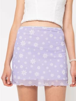 Women's Skirt Floral Print Mesh Double Layer High-waisted Mini Skirts 2025 New Summer Streetwear Club Boydcon Vintage Y2K Skirt