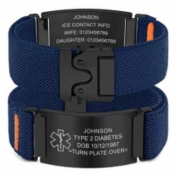 Personalized Medical Alert Bracelet for Men Customized Elastic Strap Stainless Steel Medical ID Bracelets Engraved Medic Info