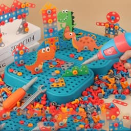 211-351Pieces Children Tool Set Electric Drill Screw Nut Puzzle Toys Pretend Play Dinosaur Drilling Assembly Educational Toy Boy