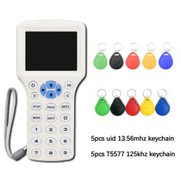 10 Frequency RFID NFC Duplicator 125KHz 13.56MHz Smart Card Reader Writer USB Programmer Encrypted Key Fob Tag Replicator Copier