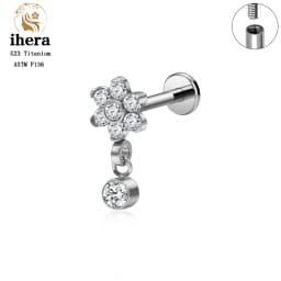 ASTM F136 Titanium Ear Cartilage Earrings Internal Thread 16G Hidden Helix Stud CZ Drape Chain Flat Back Tragus Piercing Jewelry