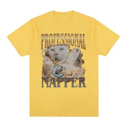 Professional Napper Funny Cat Meme T-shirt Men Women Casual Cotton Oversized T Shirt Fashion Vintage O-Neck T-shirts Streetwear