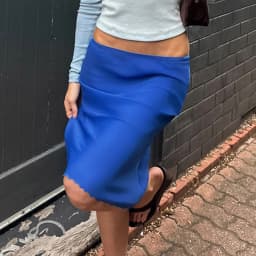 Women's Klein Blue Mesh Midi Skirt Low Waist Sexy Elegant Figure-Flattering European Style