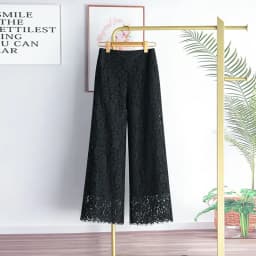 Matakawa Lace Wide Leg Pants Women Solid Spring Summer Elegant Pantalones De Mujer Korean Fashion Ankle Length Trousers