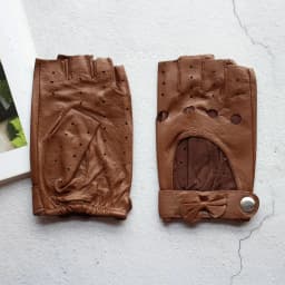 Leather Half-Finger Gloves Women's Fashion Thin Section Hollow Short Summer Outdoor Sports Cycling Car Driving