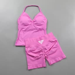 Keep That Pump 2 Piece Sets Shorts Top Women's Outfits Yoga Sets Gym Sets High Quality Seamless Lace-Up Bra Scratch Sports Sets