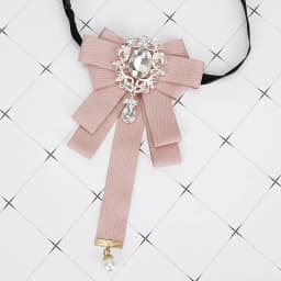 Gorgeous Bow Tie Vintage Luxury Lady Head Diamond Pearl Ribbon Tassel Brooch Chic Girls Elegant Costume Jewelry Collar Pin