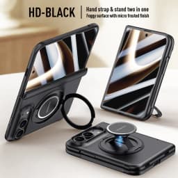 Luxury 360 Rotating Magnetic Stand Hand Strap Case for iPhone Duo 18 Duo Fold Wide Shockproof for Magsafe Film-Integrated Cover